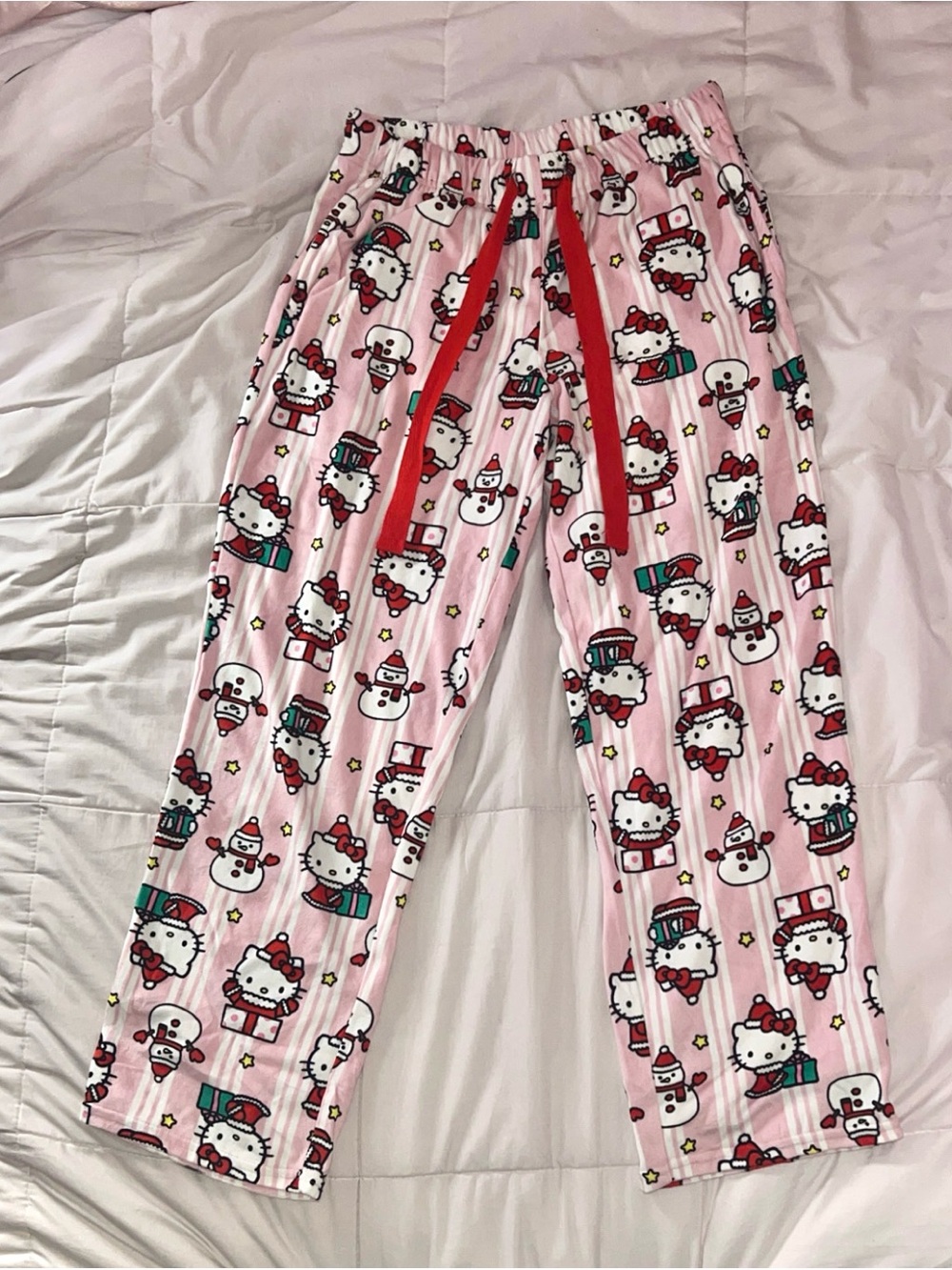 Hello Kitty Pink and Red Holiday Pajama Bottoms